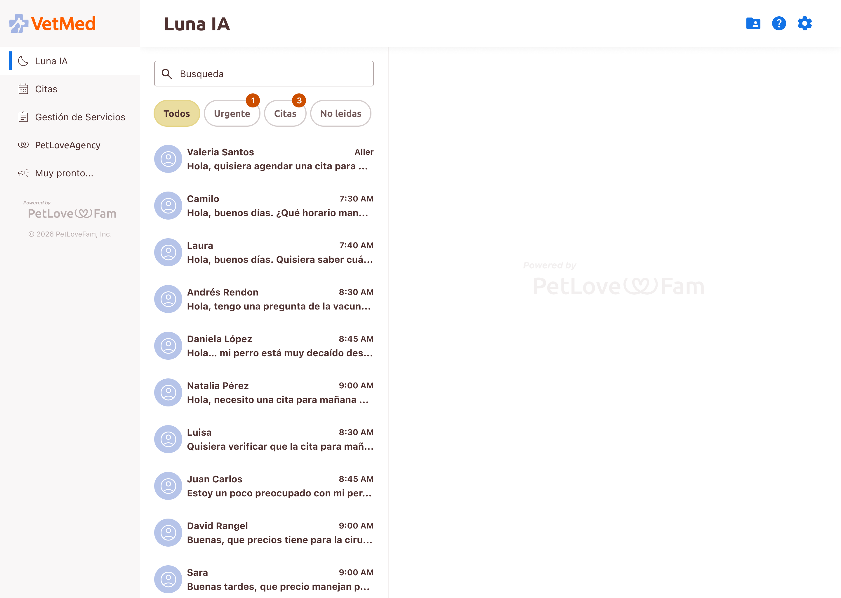PetLoveHub Lite AI inbox