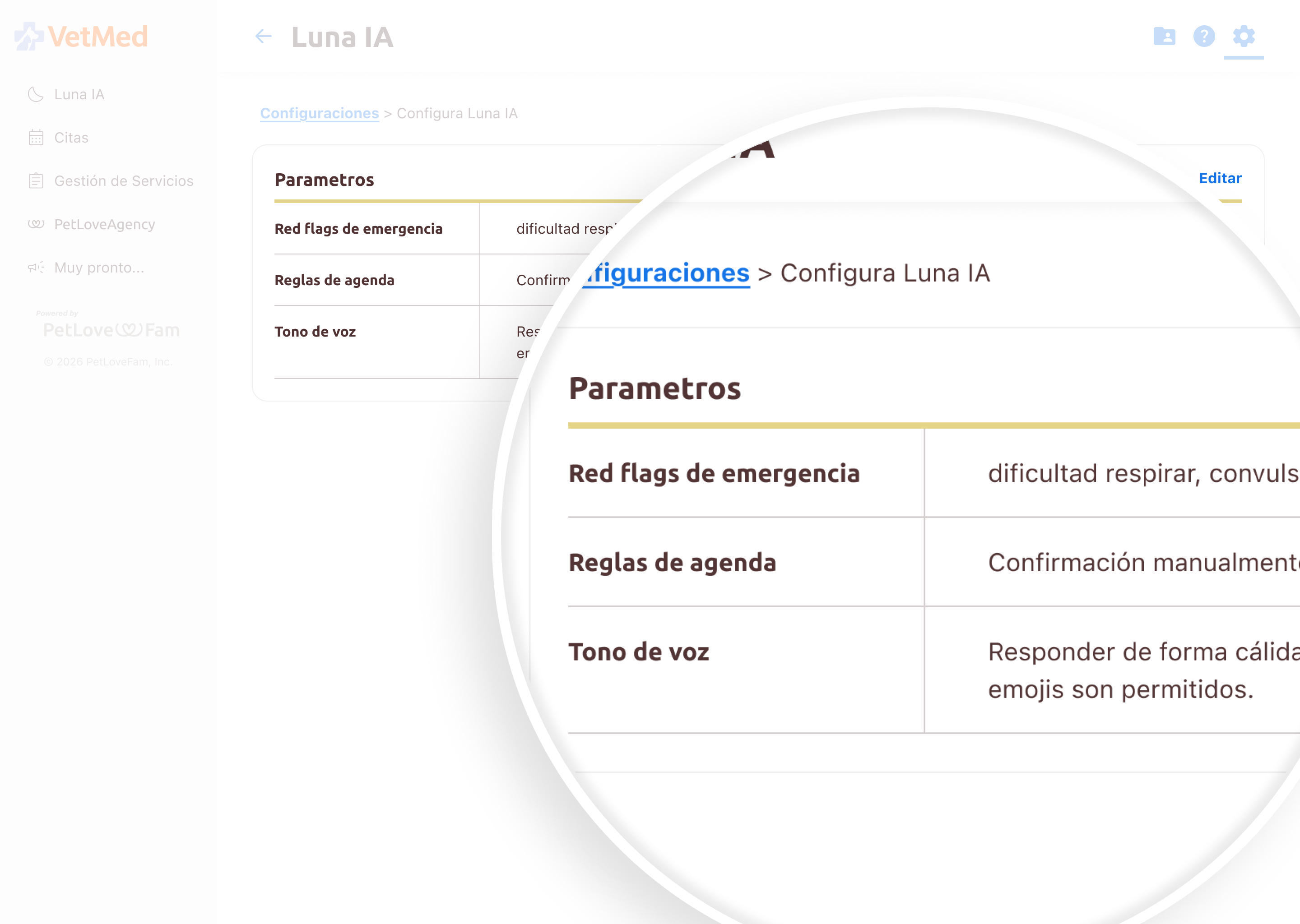 PetLoveHub clinic knowledge settings